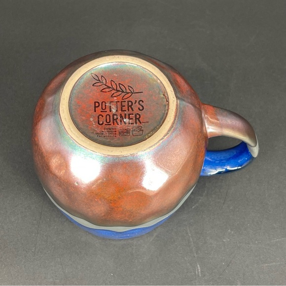 Potter's Corner Jayde Dip Royal Blue Dye Coffee Mug Hammered Bulb 16oz - Picture 10 of 10